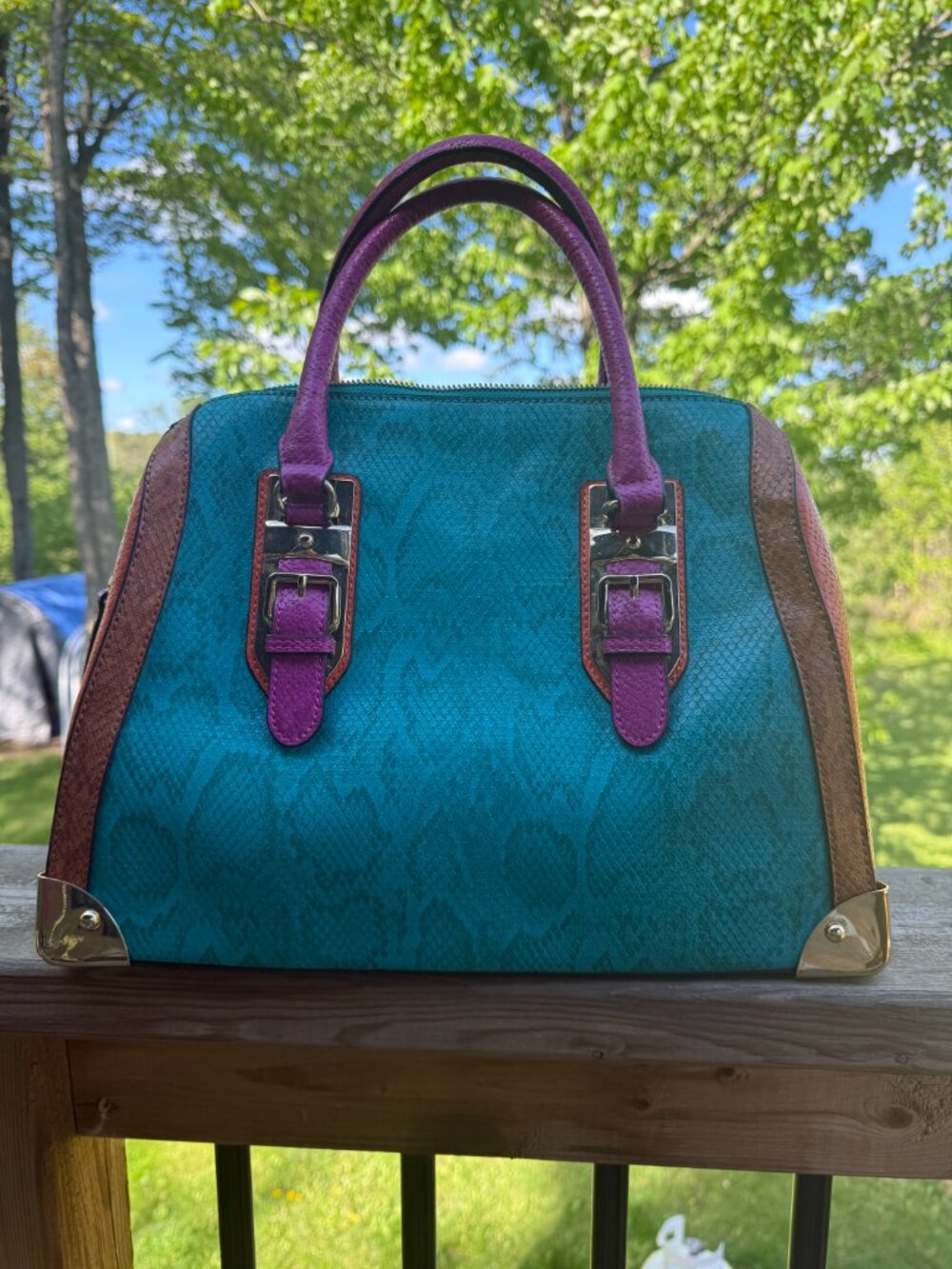 ALDO Turquoise Multicolor Large Tote Bag Purse